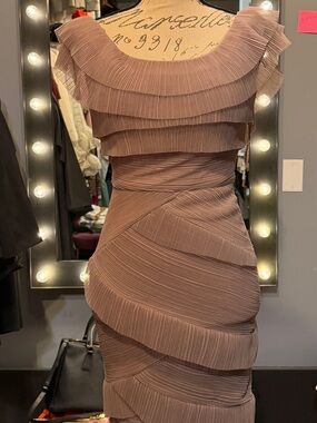 BCBG Maxazria Tiered Ruffle Bodycon Dress in Mauve